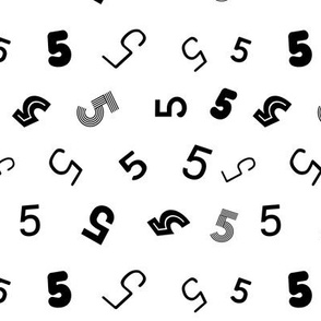 5 non directional numbers minimal black and white typography fonts
