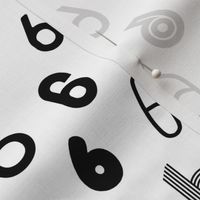 6 numbers minimal black and white typography fonts