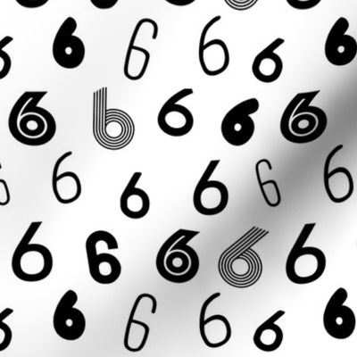 6 numbers minimal black and white typography fonts