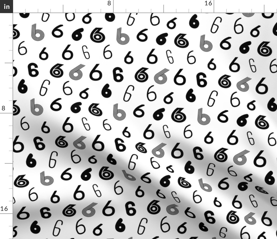 6 numbers minimal black and white typography fonts