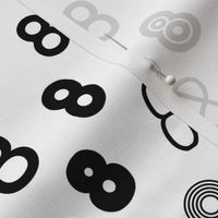 8 numbers minimal black and white typography fonts