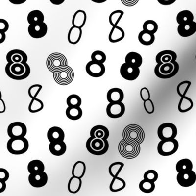 8 numbers minimal black and white typography fonts