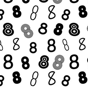 8 numbers minimal black and white typography fonts