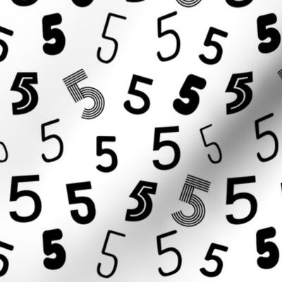 5  numbers minimal black and white typography fonts