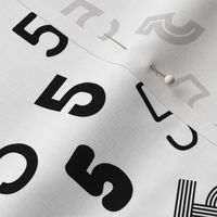 5  numbers minimal black and white typography fonts