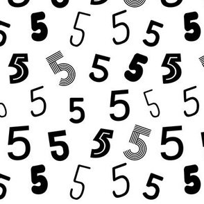 5  numbers minimal black and white typography fonts