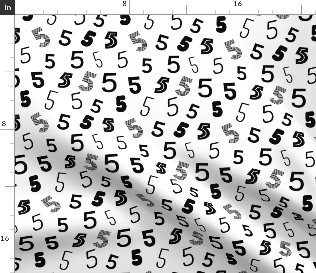 5  numbers minimal black and white typography fonts