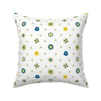 Swedish Folk Art Flowers Blue Yellow