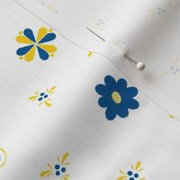 Swedish Folk Art Flowers Blue Yellow