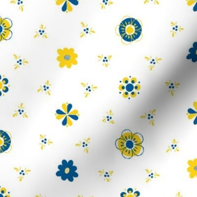 Swedish Folk Art Flowers Blue Yellow