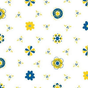 Swedish Folk Art Flowers Blue Yellow