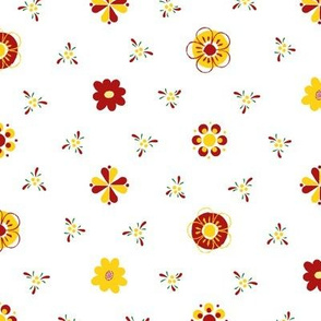 Swedish Folk Art Flowers Red Yellow Green