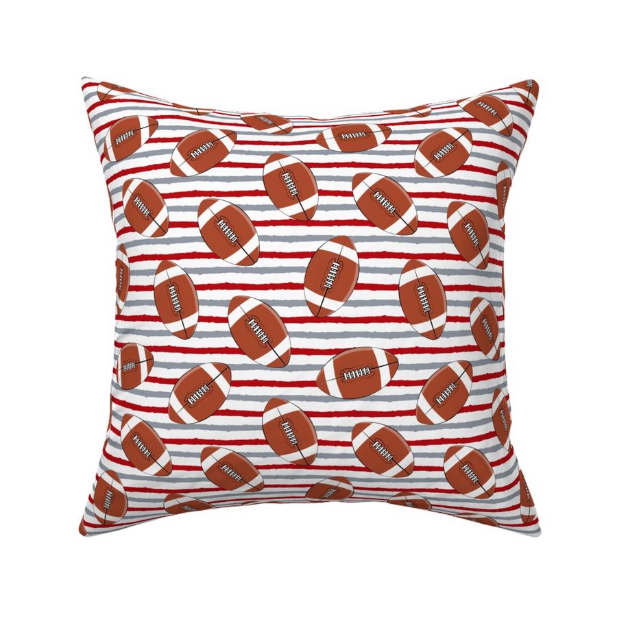 college football - red and grey stripes Fabric | Spoonflower