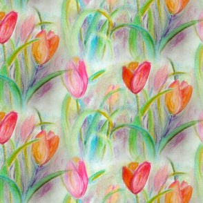 TULIP FIELDS BOUQUET ORIGINAL CHALK PASTEL