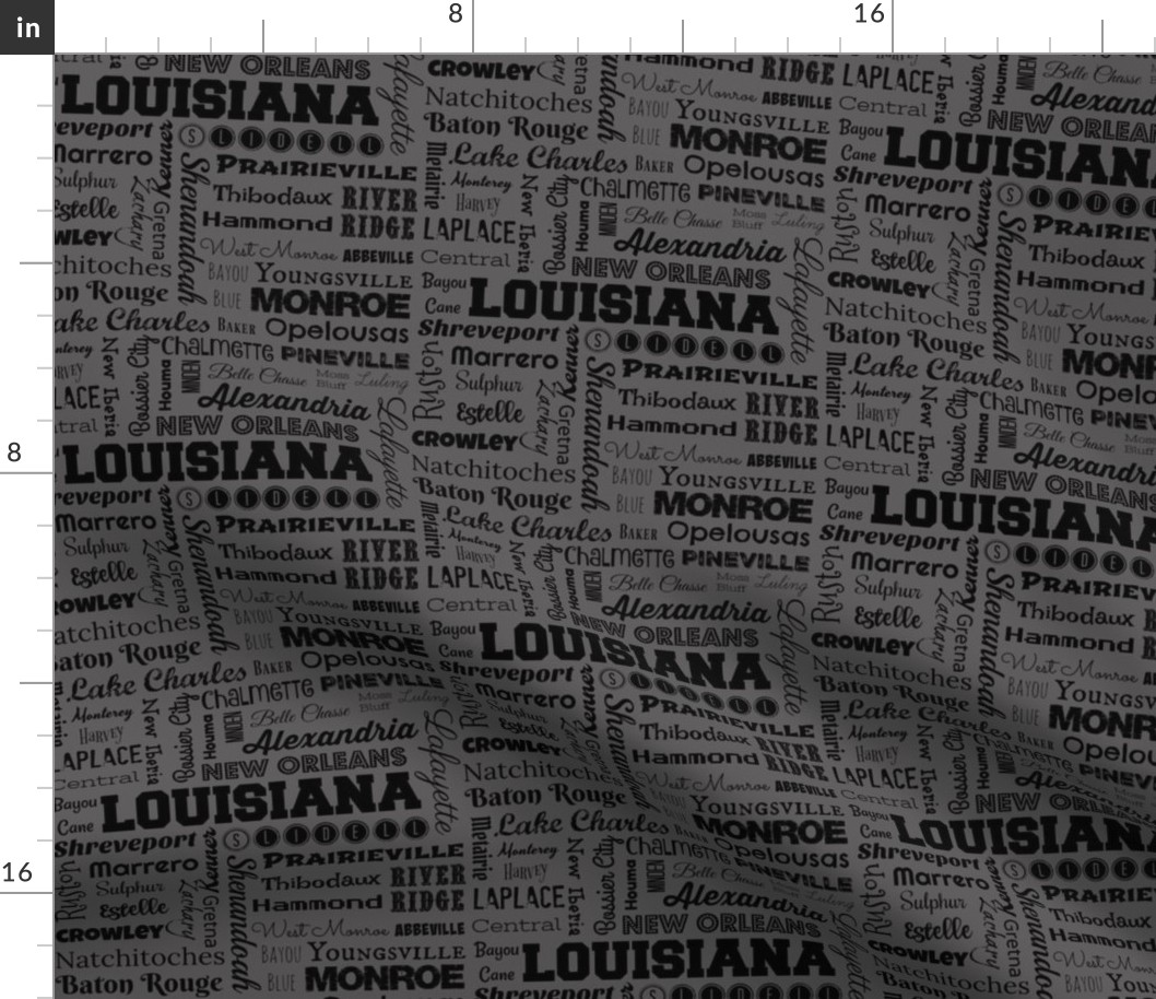 Louisiana cities, dk gray