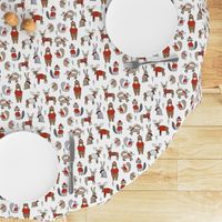 Woodland christmas animals fabric bear fox deer raccoon white red