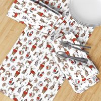 Woodland christmas animals fabric bear fox deer raccoon white red