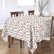 Woodland christmas animals fabric bear fox deer raccoon white red