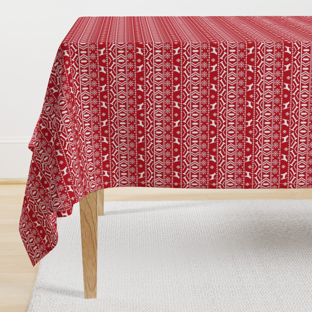 Bloodhound fair isle christmas dog breed fabric red