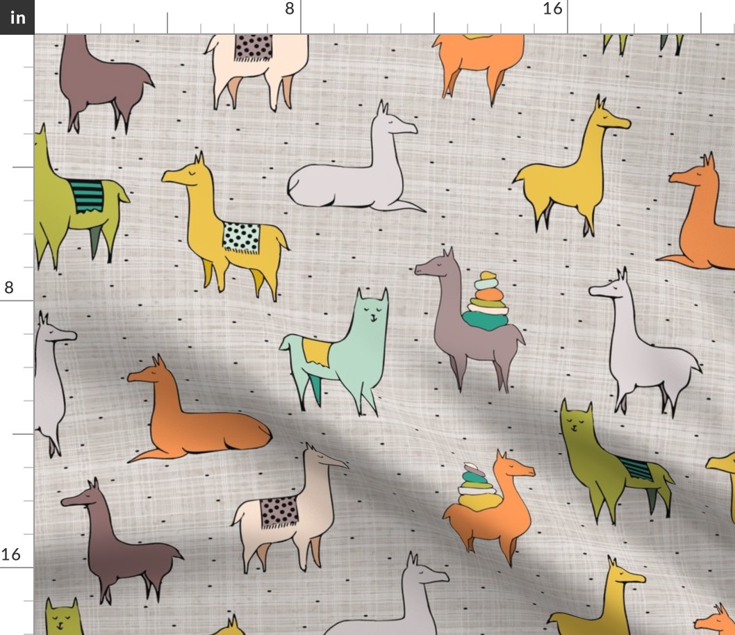 Ohh La Llama Green with mustard yellow