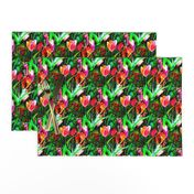 VIBRANT RED GREEN DIAGONAL TULIP FIELD BOUQUET