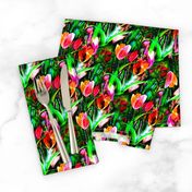 VIBRANT RED GREEN DIAGONAL TULIP FIELD BOUQUET