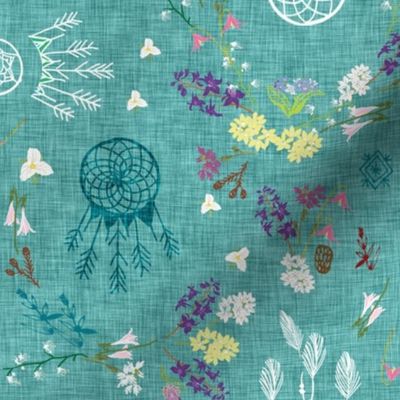 Wildflower dreams (teal linen) MED 