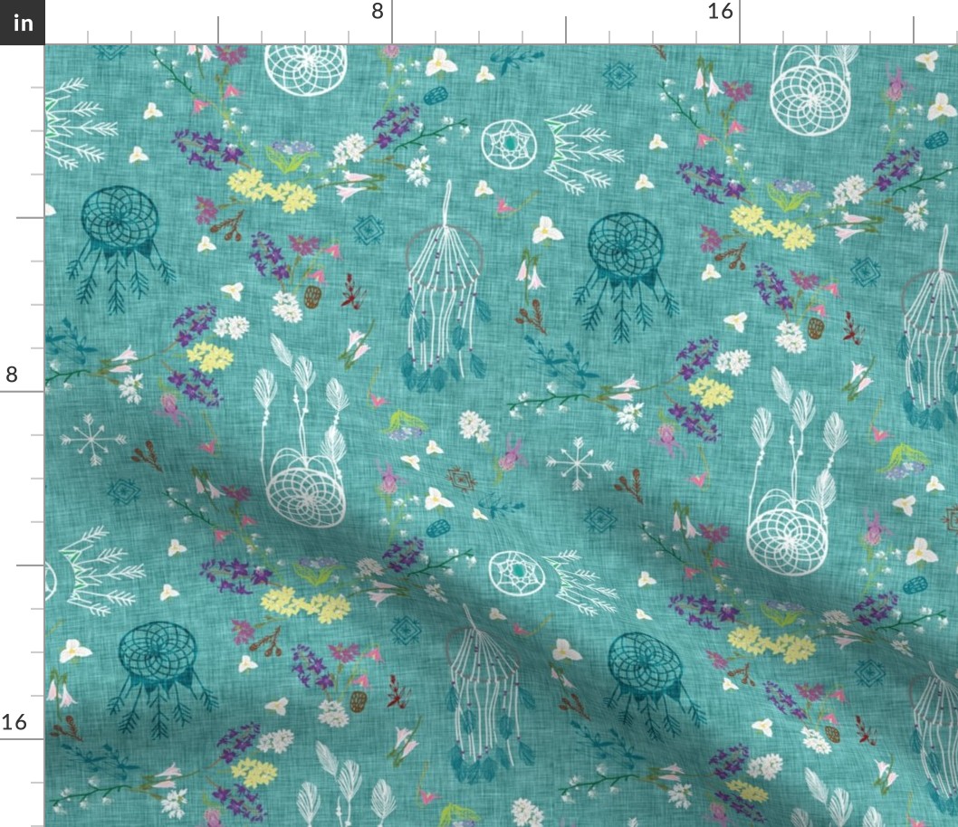 Wildflower dreams (teal linen) MED 