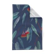 Eucalyptus leaves and flowers on blue /1/