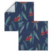 Eucalyptus leaves and flowers on blue /1/