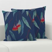 Eucalyptus leaves and flowers on blue /1/