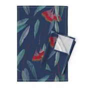 Eucalyptus leaves and flowers on blue /1/