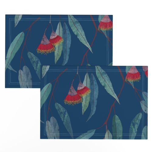 Eucalyptus leaves and flowers on blue /2/