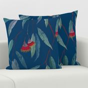 Eucalyptus leaves and flowers on blue /2/