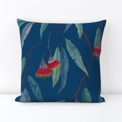 Eucalyptus leaves and flowers on blue /2/