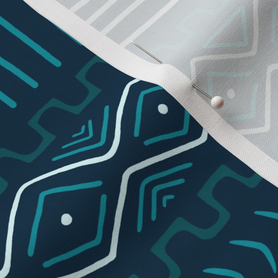 Mudcloth on Teal Fabric | Spoonflower