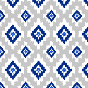 Boho Ikat in Blue & Grey