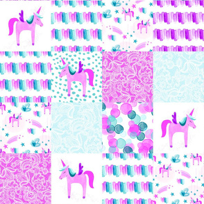 Electric Pink Unicorn Patchwork Blanket