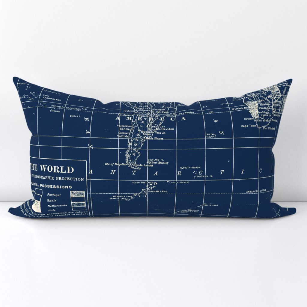 World Map in Navy