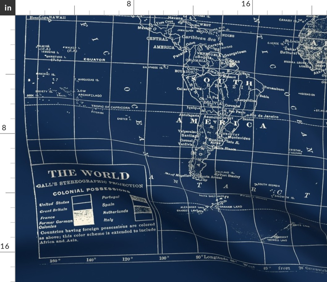 World Map in Navy