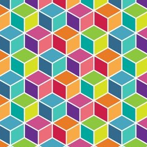 Colorful Modern Geometric 3D Box Pattern