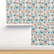 Davina Orange & Blue Mum Floral