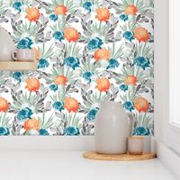 Davina Orange & Blue Mum Floral