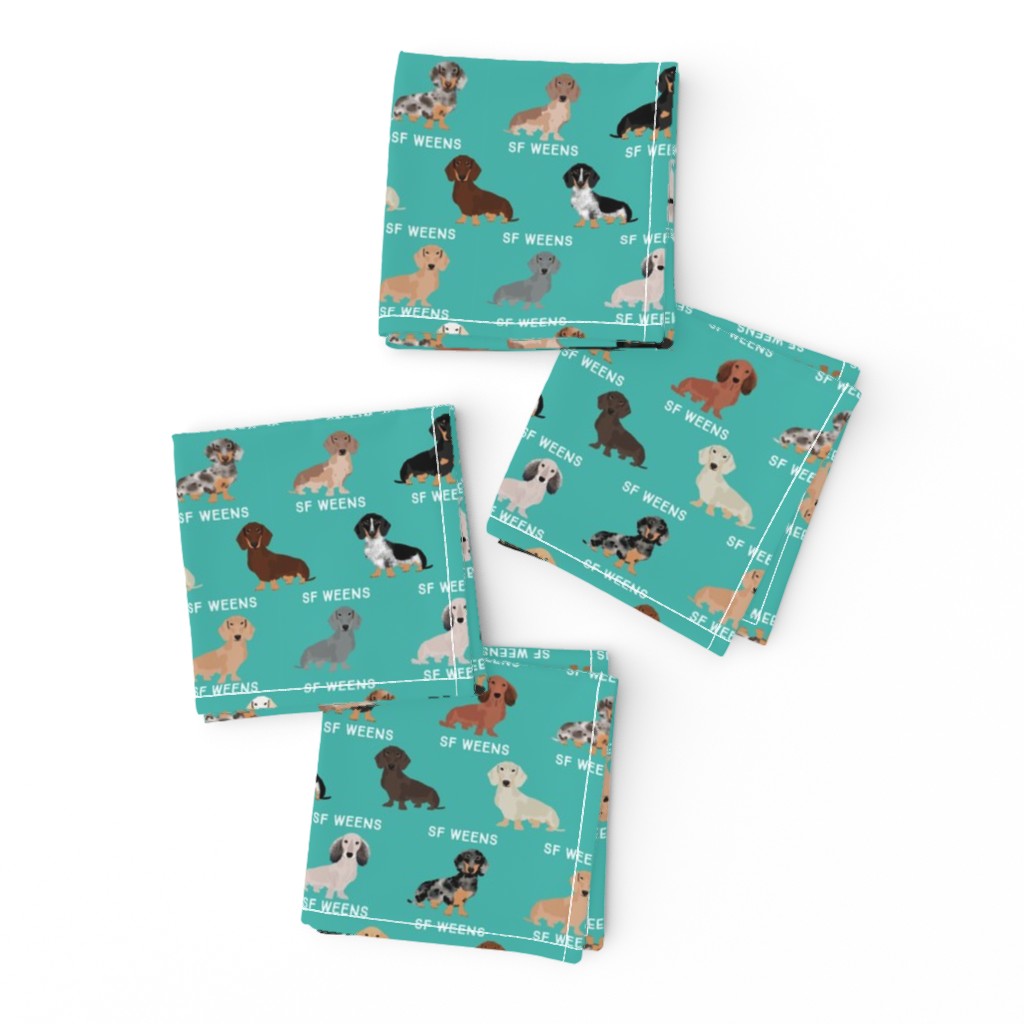 custom doxie fabric - turquoise