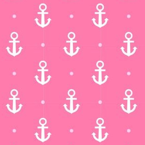 Anchor Pink and White Nautical Anchors and Poka Dots