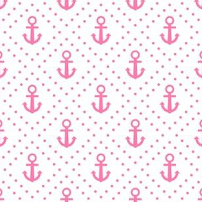 Anchor Cute Pink and White Nautical Anchors and Poka Dots