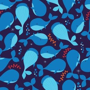 Whales Cute Blue Whale Nautical Theme Pattern