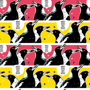 Magpie Talk // Australian bird black bird aussie retro warhol pop art red yellow black stark vintage cartoon comic