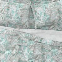 Batik Palms White on Taupe 200