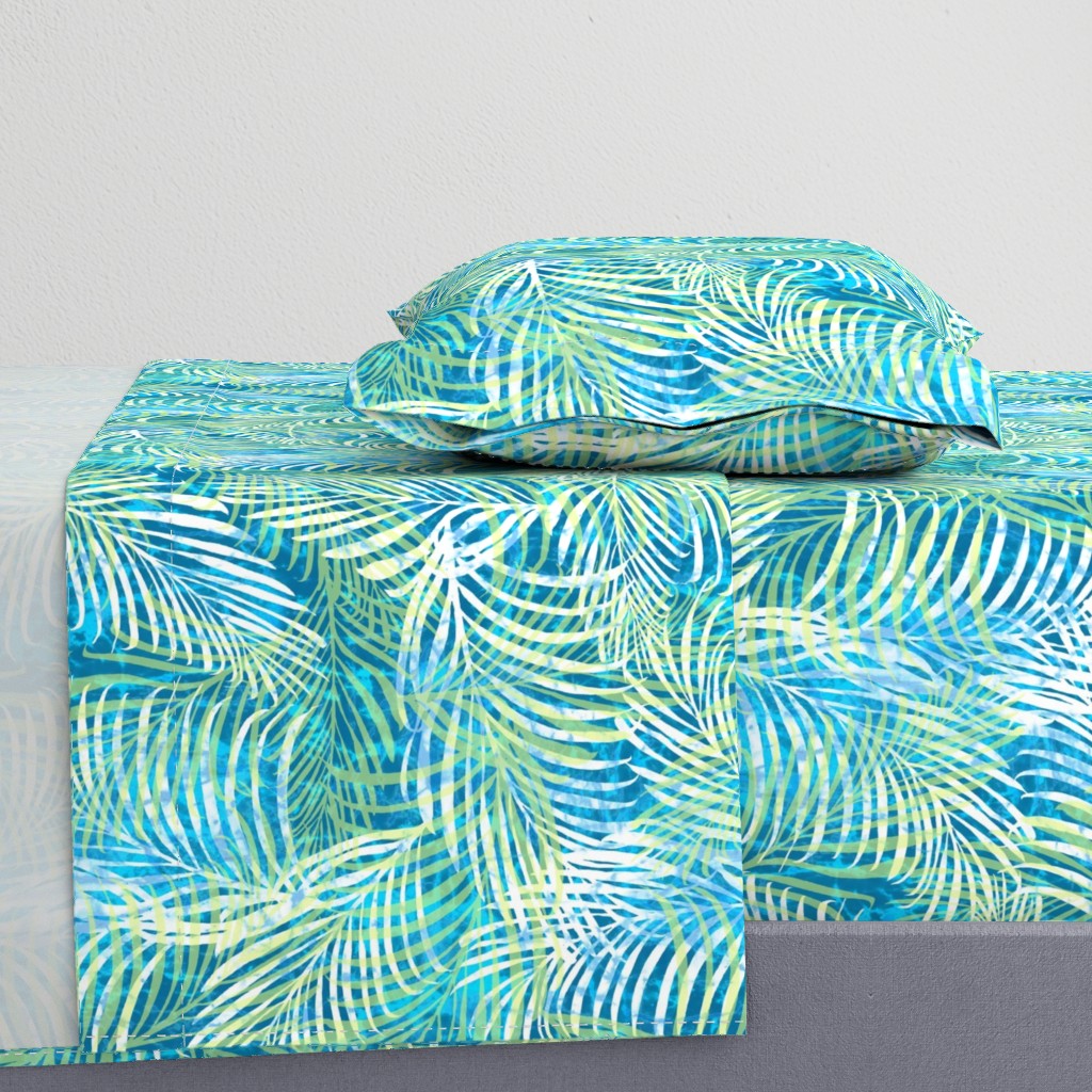 Batik Palms Green on Teal 200L